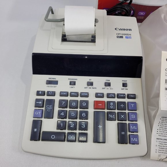 Canon CP1200DII Commercial 2-Color Printing Calculator 12 Digits Tax Function - Picture 2 of 2
